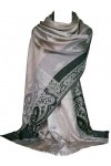GFM® Écharpe châle style pashmina en plumes cachemire floral FRL4 , S1-2056-ch-silver Paisley, L