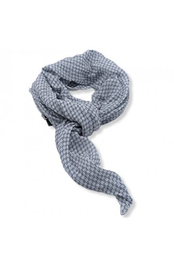 Saturnali Écharpe/pashmina Élégante femme légère printemps/été, Blanc avec anneaux bleus, Taille unique