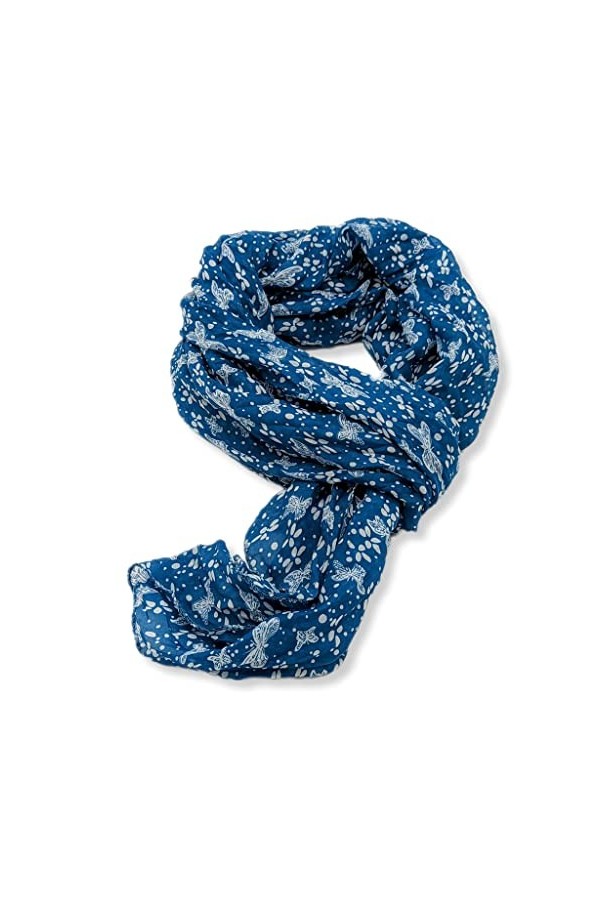 Saturnali Écharpe/pashmina Élégante femme légère printemps/été, Bleu avec papillons, Taille unique