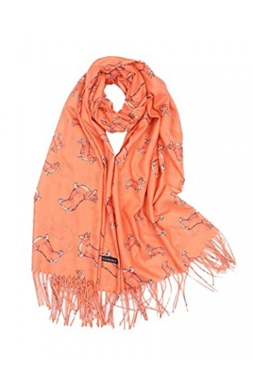 Claudia & Jason® Pashmina double face imprimé chien Corgi pour femme, Noir