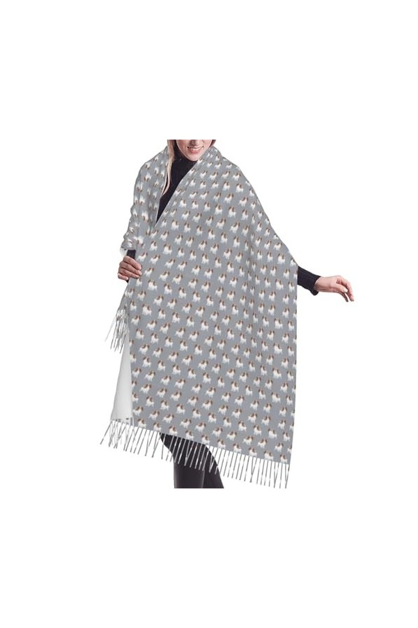 GRatka Écharpe, Cavalier King Charles Spaniel Blenheim Dog Spaniel, écharpe à franges unisexe grand chaud et doux au toucher 