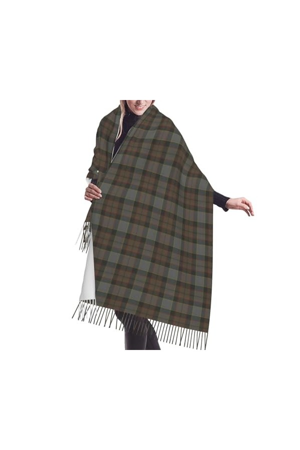 GRatka Écharpe Outl And Er Fraser Tartan, écharpe à franges unisexe, grand châle chaud et doux au toucher cachemire, 196x68 c