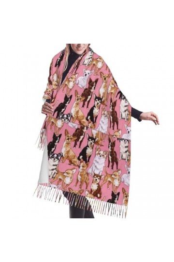 GRatka Écharpe, Chihuahuas, écharpe à franges unisexe, grand châle chaud et doux au toucher cachemire, 196x68 cm