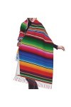 GRatka Écharpe, rayures de couverture mexicaines colorées, écharpe à franges unisexe grand châle chaud et doux au toucher cac