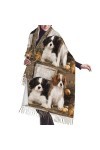 GRatka Écharpe, Cavalier King Charles Spaniel petits chiots, écharpe à franges unisexe grand chaud doux toucher cachemire châ