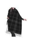 Écharpe, Noir Gris Tartan Plaid Écossais Abstrait, Écharpe À Franges Unisexe Grand Chaud Doux Cachemire Sensation Châles Wrap