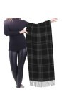 Écharpe, Noir Gris Tartan Plaid Écossais Abstrait, Écharpe À Franges Unisexe Grand Chaud Doux Cachemire Sensation Châles Wrap