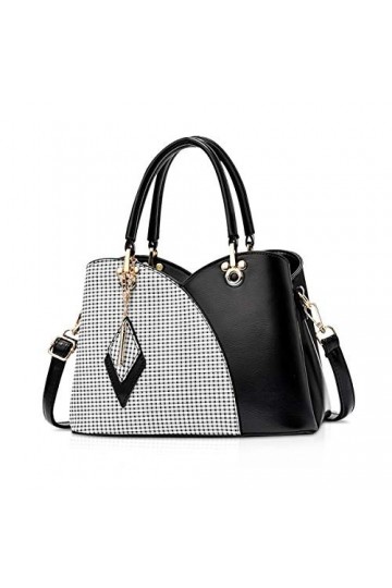 NICOLE & DORIS Sac à Main de Mode Décontracté pour Femmes Sac Messenger à Carreaux Sac Fourre-Tout en Cuir PU Sac Bandoulière