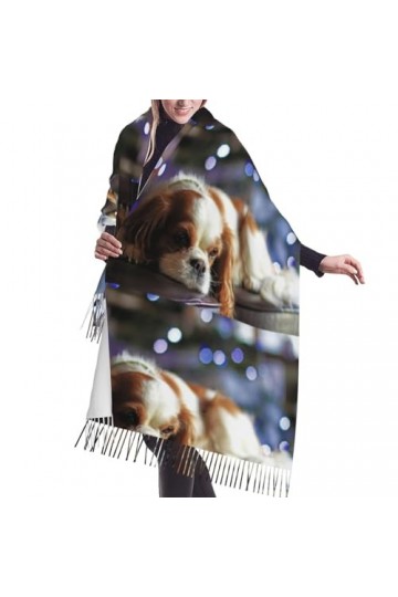 GRatka Écharpe, Cavalier King Charles Spaniel petit épagneul, écharpe à franges unisexe grand chaud doux toucher cachemire ch