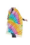 GRatka Écharpe, coloré spirale Tie Dye arc-en-ciel, écharpe à franges unisexe grand chaud doux cachemire sensation châles env