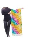 GRatka Écharpe, coloré spirale Tie Dye arc-en-ciel, écharpe à franges unisexe grand chaud doux cachemire sensation châles env