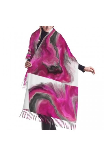 Écharpe, Magenta Noir Gris Bijou Ton Fluide Art Swirl, Écharpe À Franges Unisexe Grand Chaud Doux Cachemire Sensation Châles 