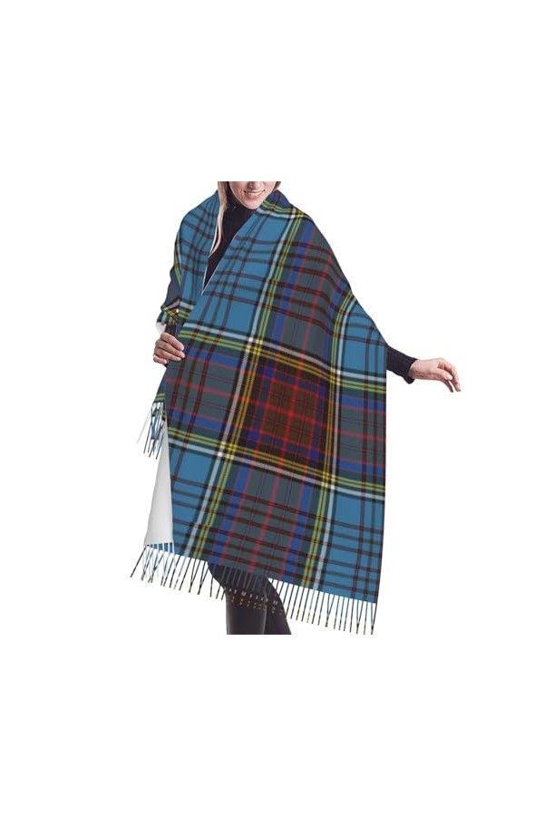 Écharpe Anderson Tartan unisexe à franges - Grand châle chaud et doux au toucher cachemire - 196 x 68 cm