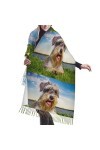 Écharpe, Schnauzer Lawn Pets Grey Dogs Chnauzer, Écharpe à franges unisexe Grand chaud et doux au toucher cachemire Châles Wr