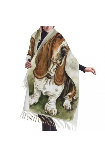 GRatka Écharpe, Basset Hound, écharpe à franges unisexe, grand châle chaud et doux au toucher cachemire, 196x68 cm