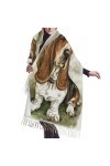 GRatka Écharpe, Basset Hound, écharpe à franges unisexe, grand châle chaud et doux au toucher cachemire, 196x68 cm