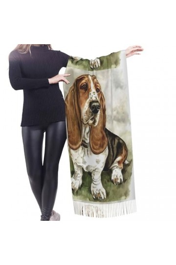 GRatka Écharpe, Basset Hound, écharpe à franges unisexe, grand châle chaud et doux au toucher cachemire, 196x68 cm