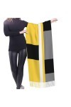 GRatka Écharpe, bloc jaune gris noir blanc, écharpe à franges unisexe grand châle chaud et doux au toucher cachemire 196x68 c