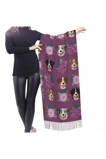 Écharpe, chien australien floral berger australien, écharpe unisexe à franges, grand châle chaud et doux au toucher cachemire