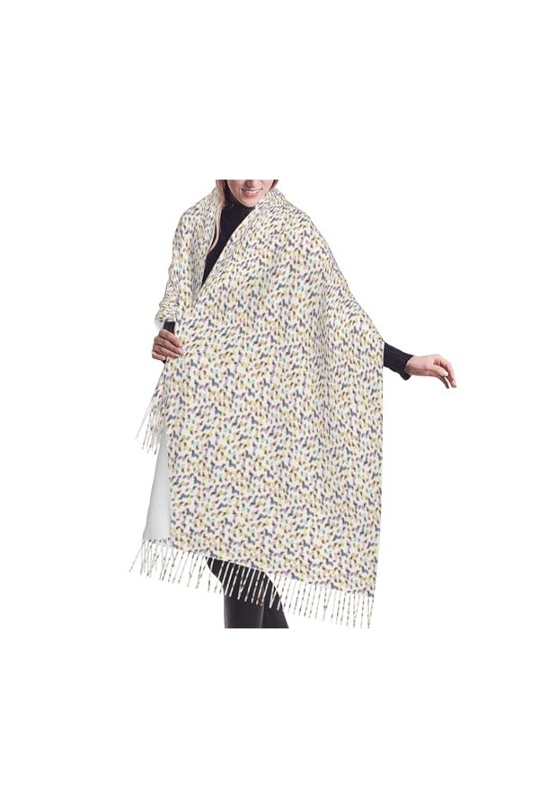 GRatka Écharpe, Teckel en pulls mélangés blanc, écharpe à franges unisexe grand chaud et doux au toucher cachemire châles env