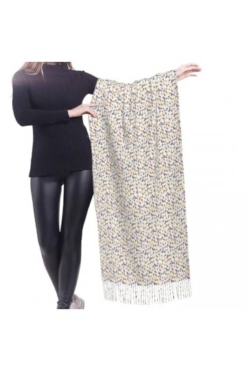 GRatka Écharpe, Teckel en pulls mélangés blanc, écharpe à franges unisexe grand chaud et doux au toucher cachemire châles env