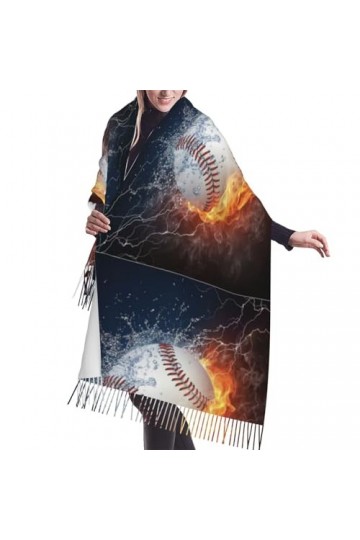 GRatka Écharpe, Baseball, Écharpe à Franges Unisexe Grand Châle Chaud et Doux au Sensation de Cachemire Wraps 196x68 cm