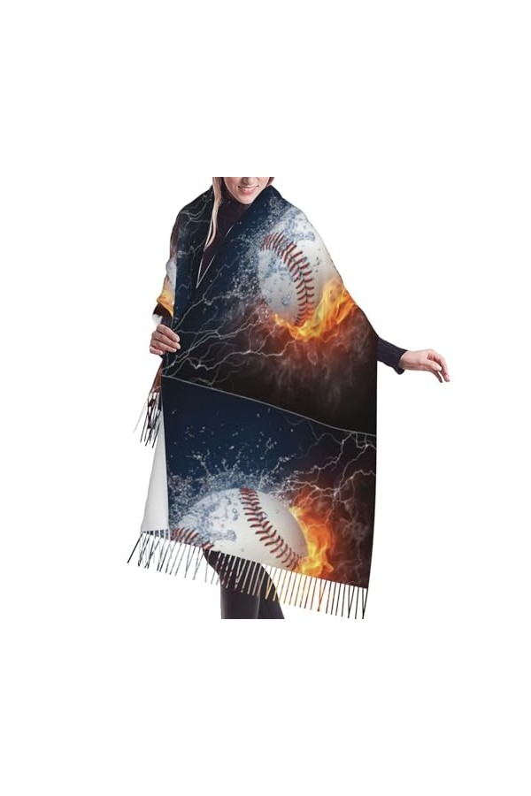 GRatka Écharpe, Baseball, Écharpe à Franges Unisexe Grand Châle Chaud et Doux au Sensation de Cachemire Wraps 196x68 cm