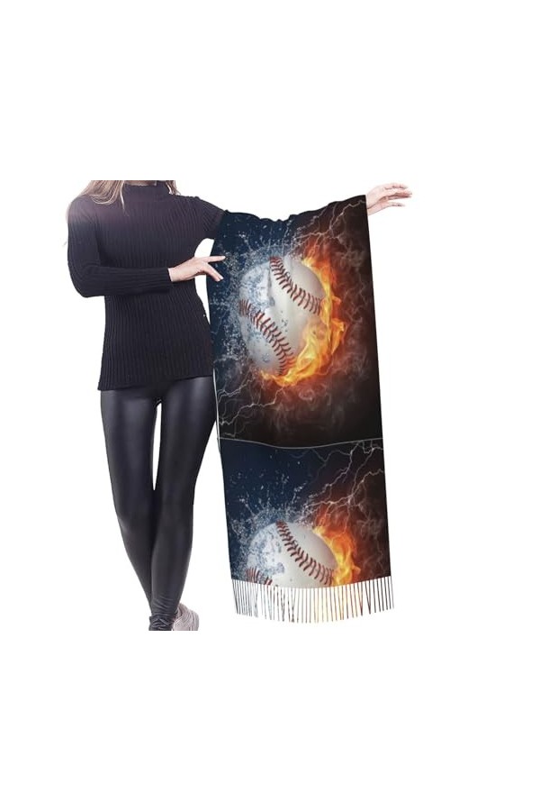 GRatka Écharpe, Baseball, Écharpe à Franges Unisexe Grand Châle Chaud et Doux au Sensation de Cachemire Wraps 196x68 cm
