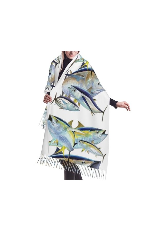 GRatka Écharpe, thon, écharpe à franges unisexe, grand châle chaud et doux au toucher cachemire, 196x68 cm