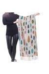 GRatka Écharpe, motif de plumes mignonnes, écharpe à franges unisexe, grand châle chaud et doux au toucher cachemire, 196x68 