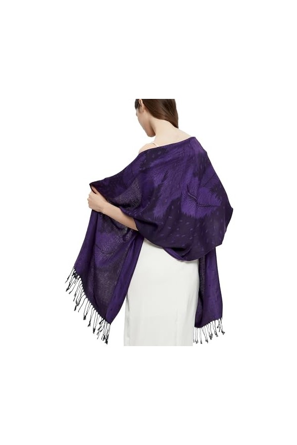 Gragengs Paisley Pashmina pour femme, Bleu cachemire, taille unique