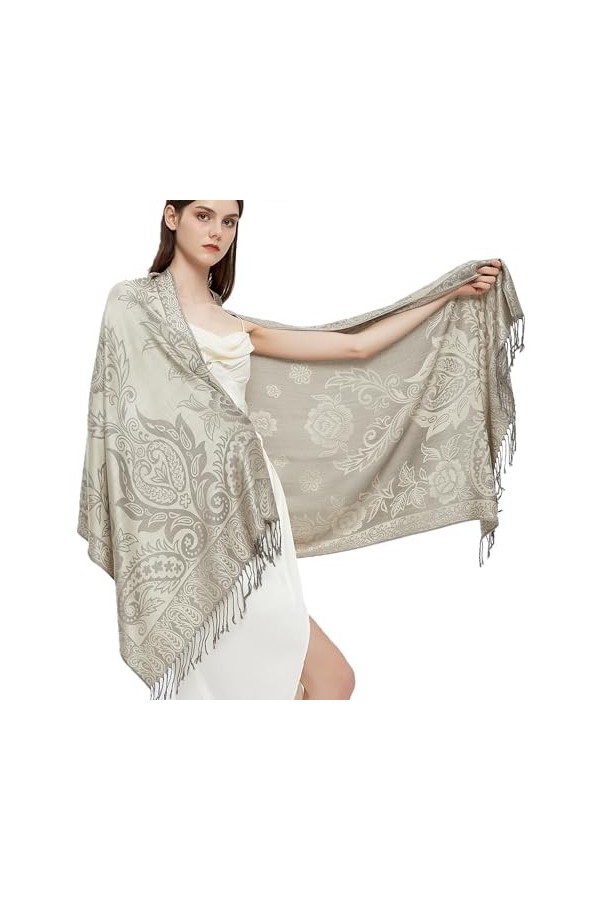 Gragengs Paisley Pashmina pour femme, Bleu cachemire, taille unique