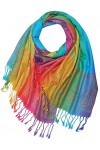 GlamLondon Châle doux multicolore pashmina multicolore multicolore avec motif cachemire/roses/patchs/plumes de paon - - L