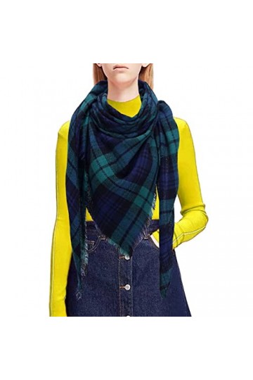 VELLETTE Femme Pashmina Châle Carreaux Écharpe Chale Etole - Douce Chaude Triangle Tartan Ecossaise Stole pour Automne et Hiv