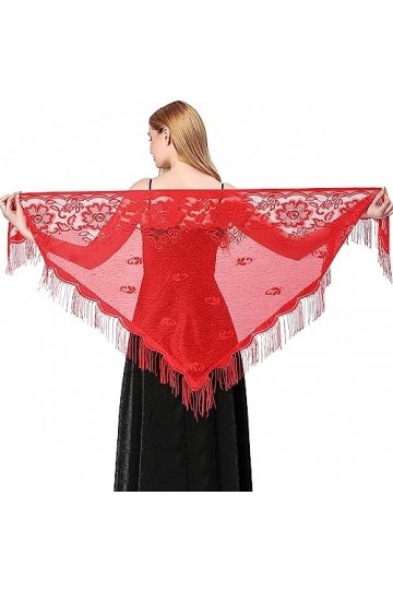 Ladiery Châle Pashmina, Rouge, 180×70 cm / 71" x 28" Femme