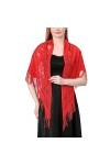 Ladiery Châle Pashmina, Rouge, 180×70 cm / 71" x 28" Femme