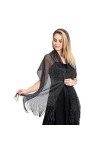 DNLKWGO Écharpe pashmina pour femme - Pour robes de soirée - Châle formel pour mariages, noir/argenté, taille unique
