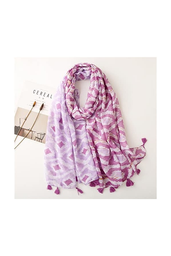 WYCSDD Mode Automne Géométrique Plaid Gland Viscose Écharpe Châles Et Wraps Pashmina Étole Foulards Hijab 180 * 90cm 01