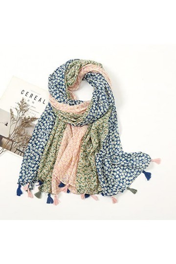 WYCSDD Belle 3 Segments Floral Tassel Viscose Écharpe Châle Lady Wrap Pashmina Stole Hijab Caps 01