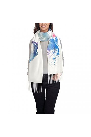 Écharpe dhiver à tissage africain - Longue écharpe pashmina pour femme - Couverture chaude, loup, taille unique