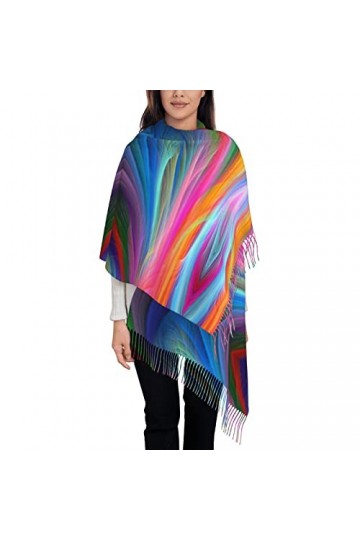 ASEELO Rainbow Ocean Écharpe pour femme – Longue écharpe pashmina dhiver chaude pour femme, Rainbow Ocean, taille unique