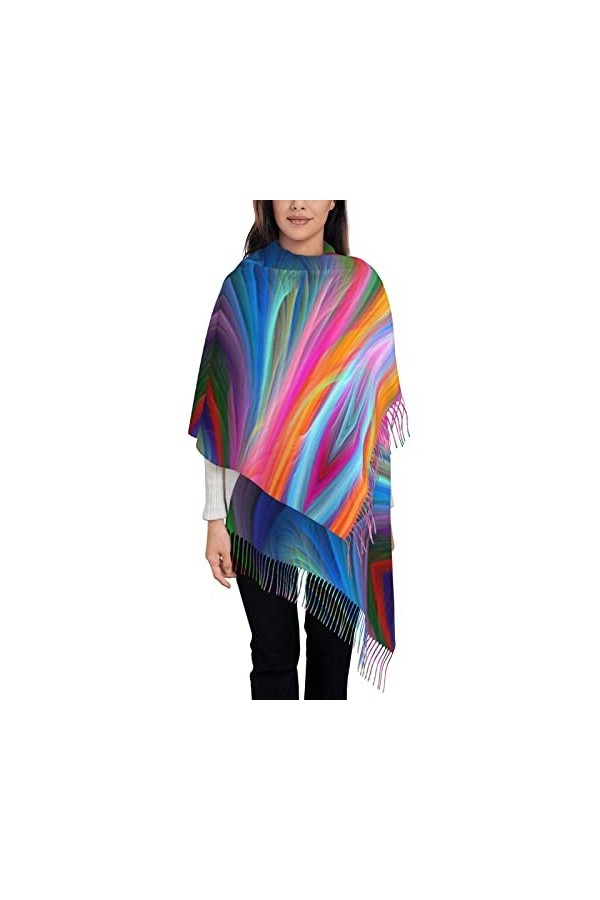 ASEELO Rainbow Ocean Écharpe pour femme – Longue écharpe pashmina dhiver chaude pour femme, Rainbow Ocean, taille unique