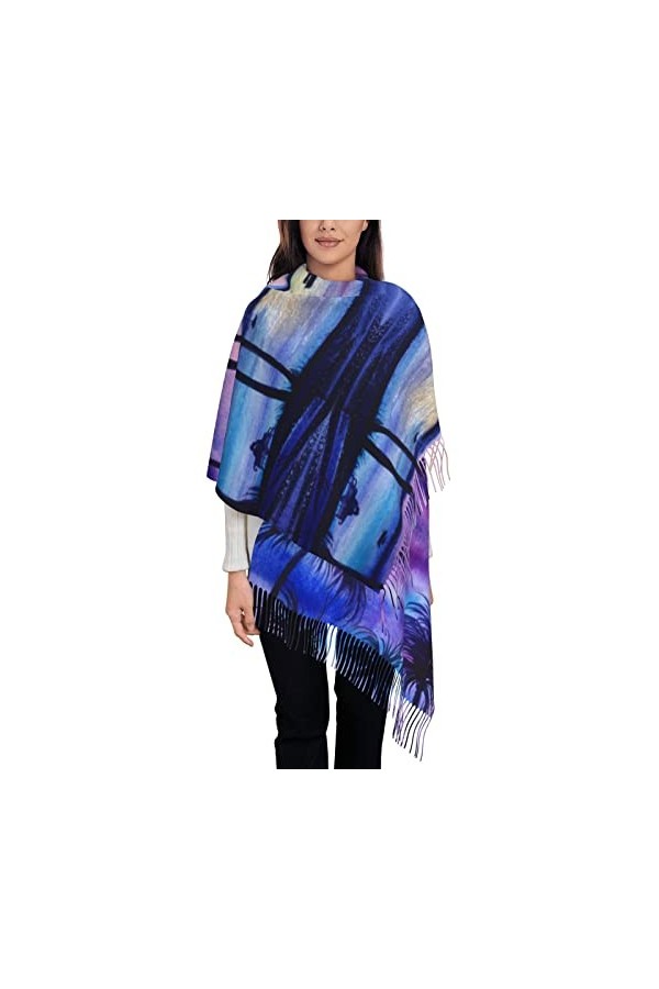 ASEELO Rainbow Ocean Écharpe pour femme – Longue écharpe pashmina dhiver chaude pour femme, Colorful Brick, taille unique