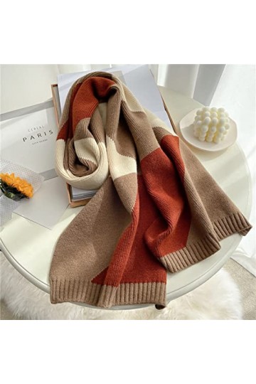 WYCSDD Tricoté Longue Écharpe Femmes Hiver Chaud Pashmina Châle Wrap Étroit Cachemire Épais Écharpes Printemps Géométrique La
