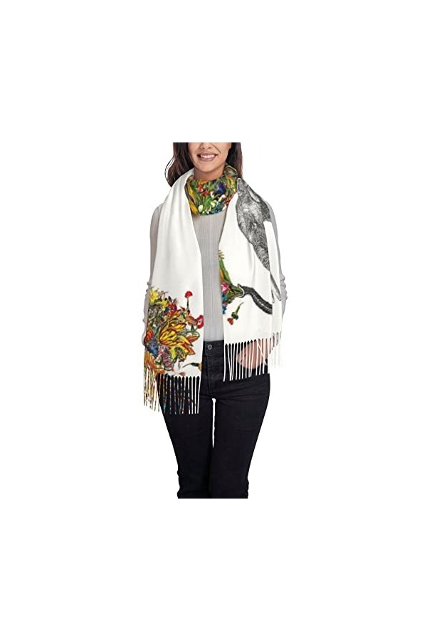 Écharpe dhiver de Noël pour chien - Longue écharpe pashmina pour femme - Couverture chaude à pompons, Chien de Noël, taille 