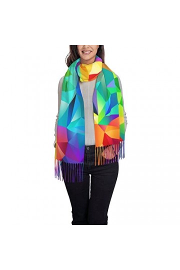 Écharpe dhiver arc-en-ciel océan - Longue écharpe pashmina pour femme - Couverture chaude à pompons, Carlin, taille unique