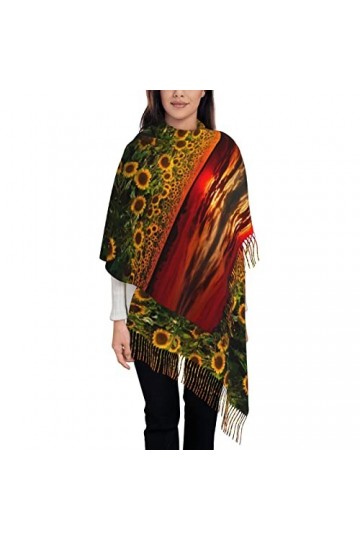ASEELO Écharpe pour femme avec motif tournesol et coucher de soleil - Longue écharpe dhiver pashmina chaude pour femme, Suns