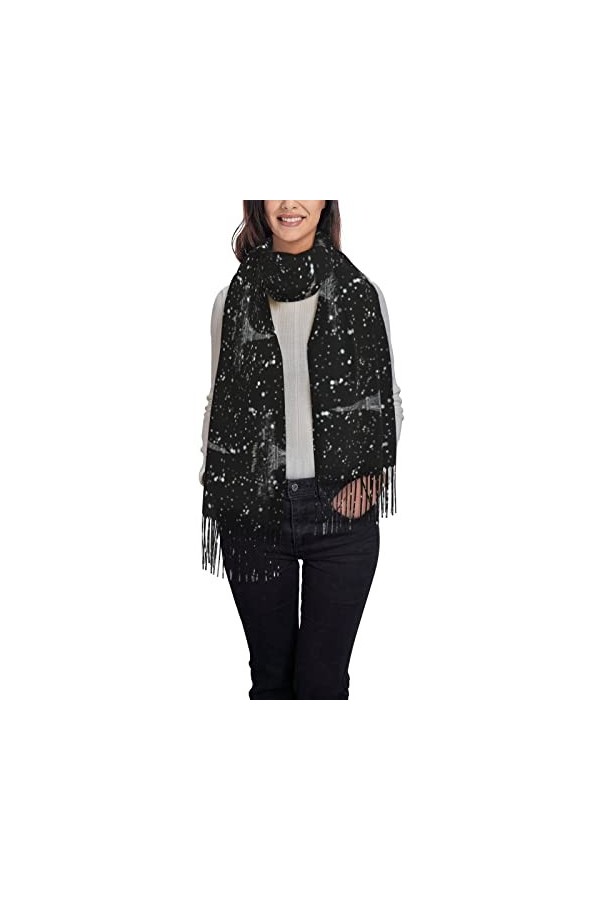 Écharpe dhiver avec papillon bleu – Longue écharpe pashmina pour femme – Couverture chaude pour femme, Papillon Bleu, taille