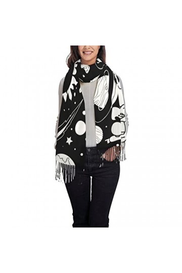 Écharpe dhiver à motif sapin de Noël - Longue écharpe pashmina pour femme - Couverture chaude à pompons, Paysage coucher de 