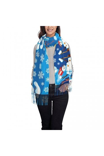 Écharpe dhiver en bois pour femme - Longue écharpe pashmina - Couverture chaude pour femme, Bonhomme de neige dhiver, taill